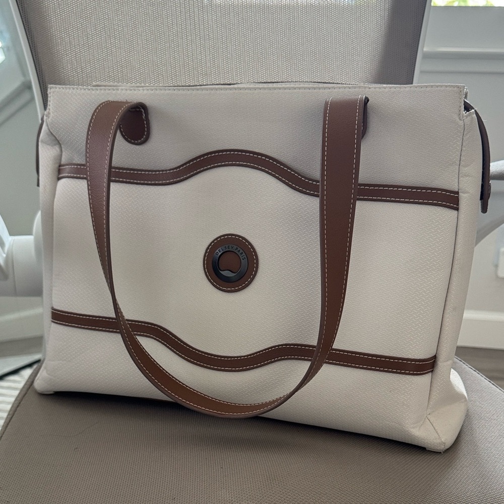 Elegant Cream and Brown Tote Bag